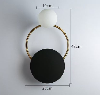 Lámpara de pared de anillos circulares negros