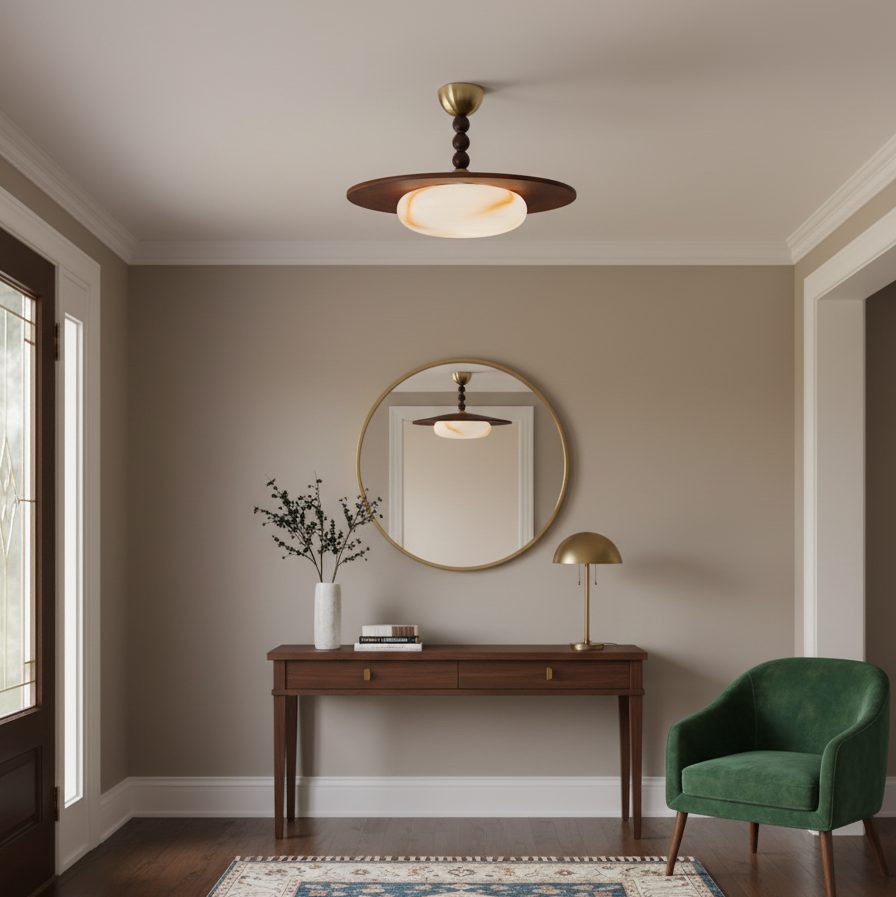 Aurelia Wood Modern Alabaster Ceiling Light