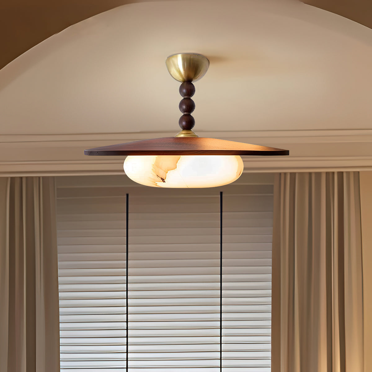 Aurelia Wood Modern Alabaster Ceiling Light