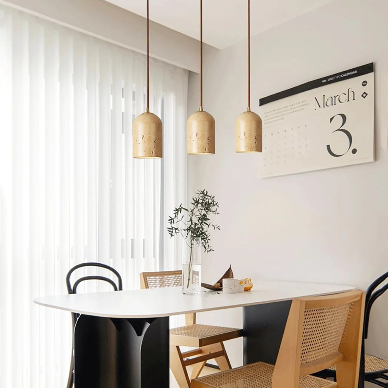 Vintage Cylindra Travertine Minimalist Pendant Lamp