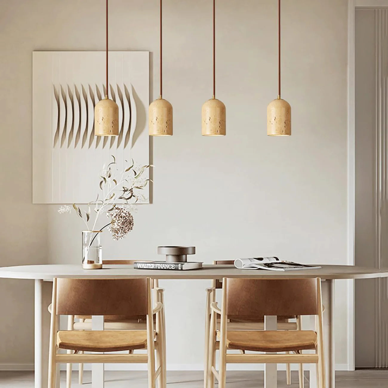 Vintage Cylindra Travertine Minimalist Pendant Lamp