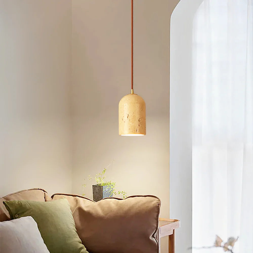 Vintage Cylindra Travertine Minimalist Pendant Lamp