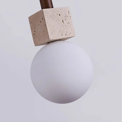 Solis Modern Travertine Cube Pendant Light