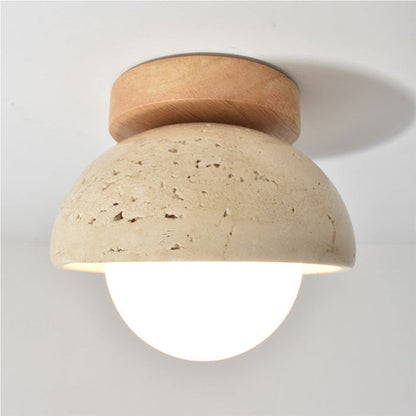 Boho Style Bowl-Shaped Natural Travertine Wall Light