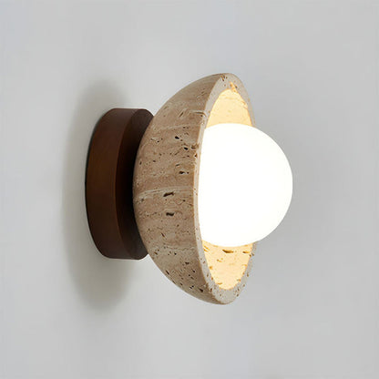 Boho Style Bowl-Shaped Natural Travertine Wall Light