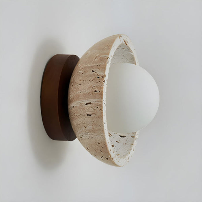 Boho Style Bowl-Shaped Natural Travertine Wall Light