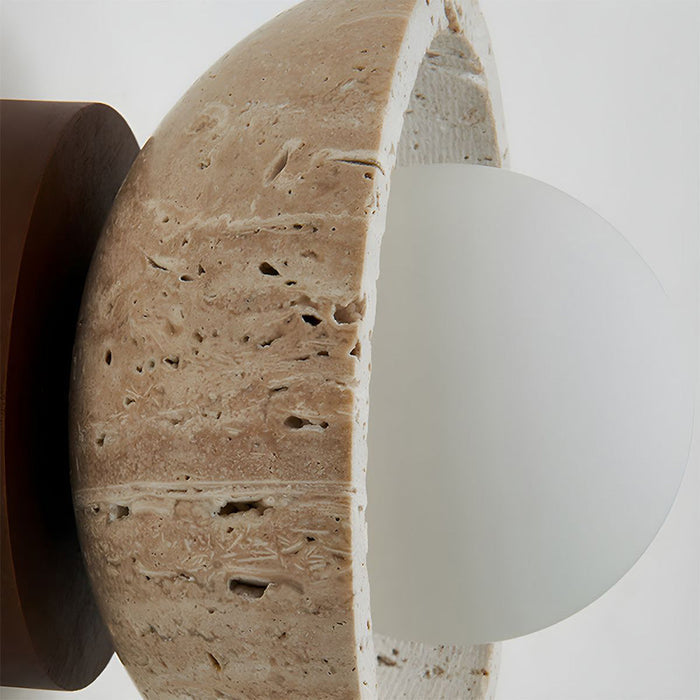 Boho Style Bowl-Shaped Natural Travertine Wall Light