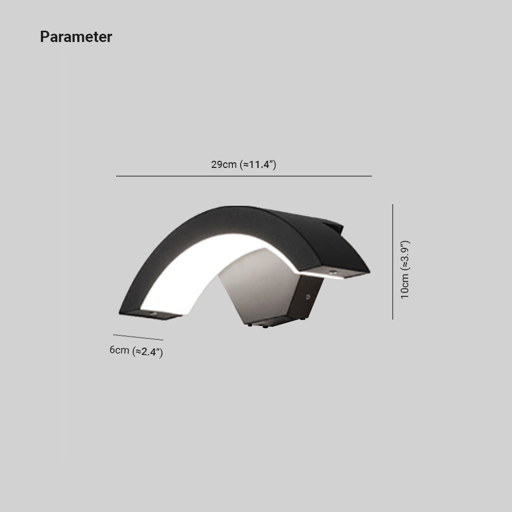 Lampada da parete esterna LED in metallo Nordic Arc IP65 impermeabile