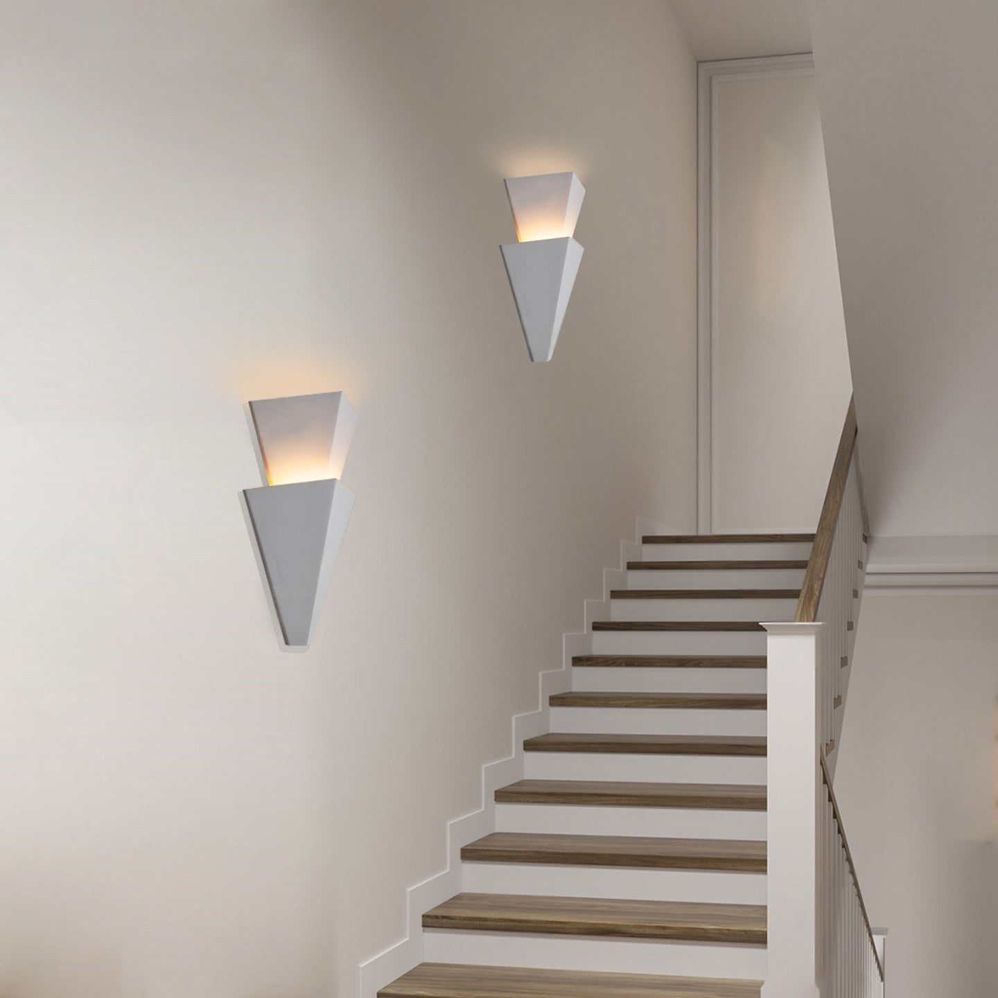 Eden White Modern Geometric Plaster Wall Light