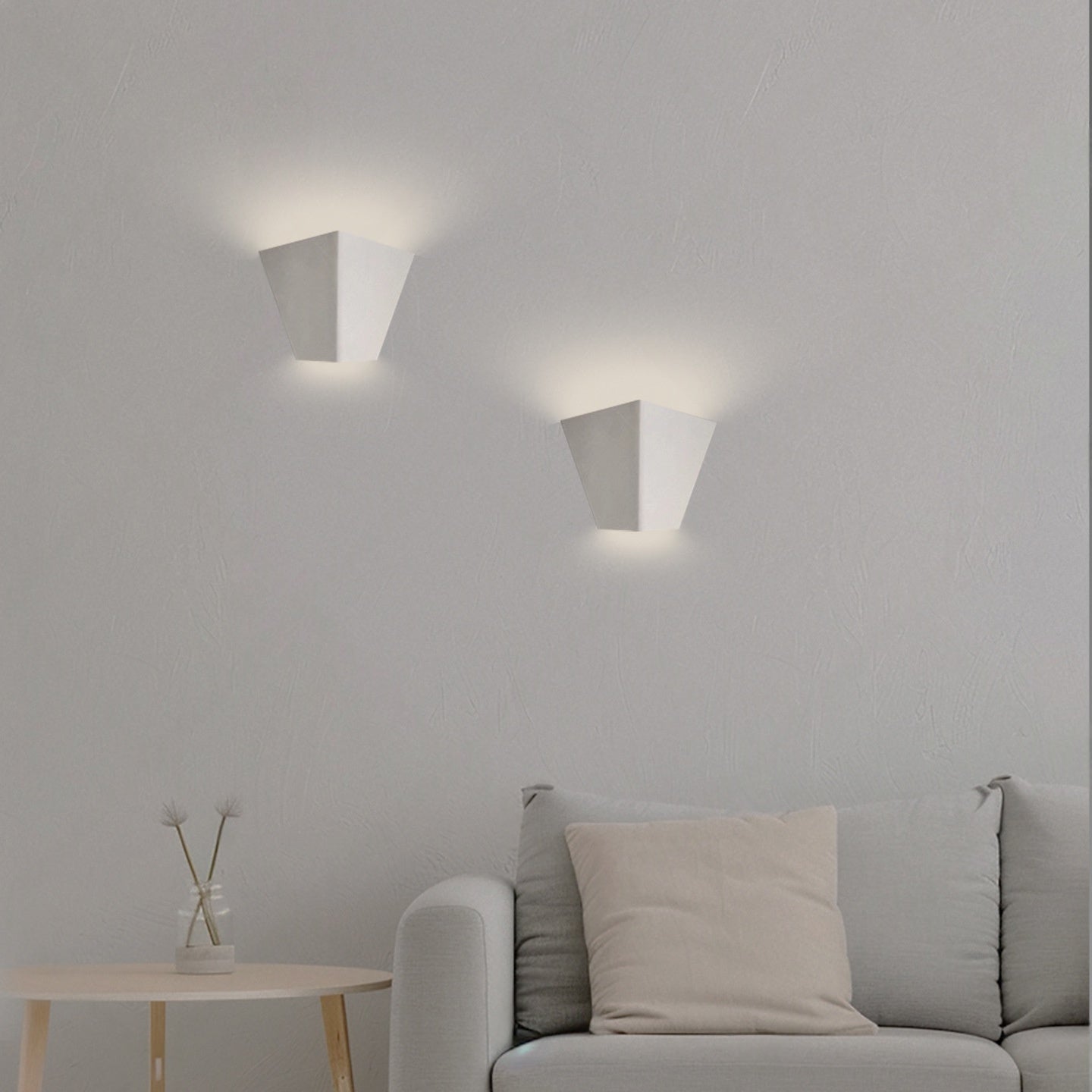 Eden White Modern Geometric Plaster Wall Light