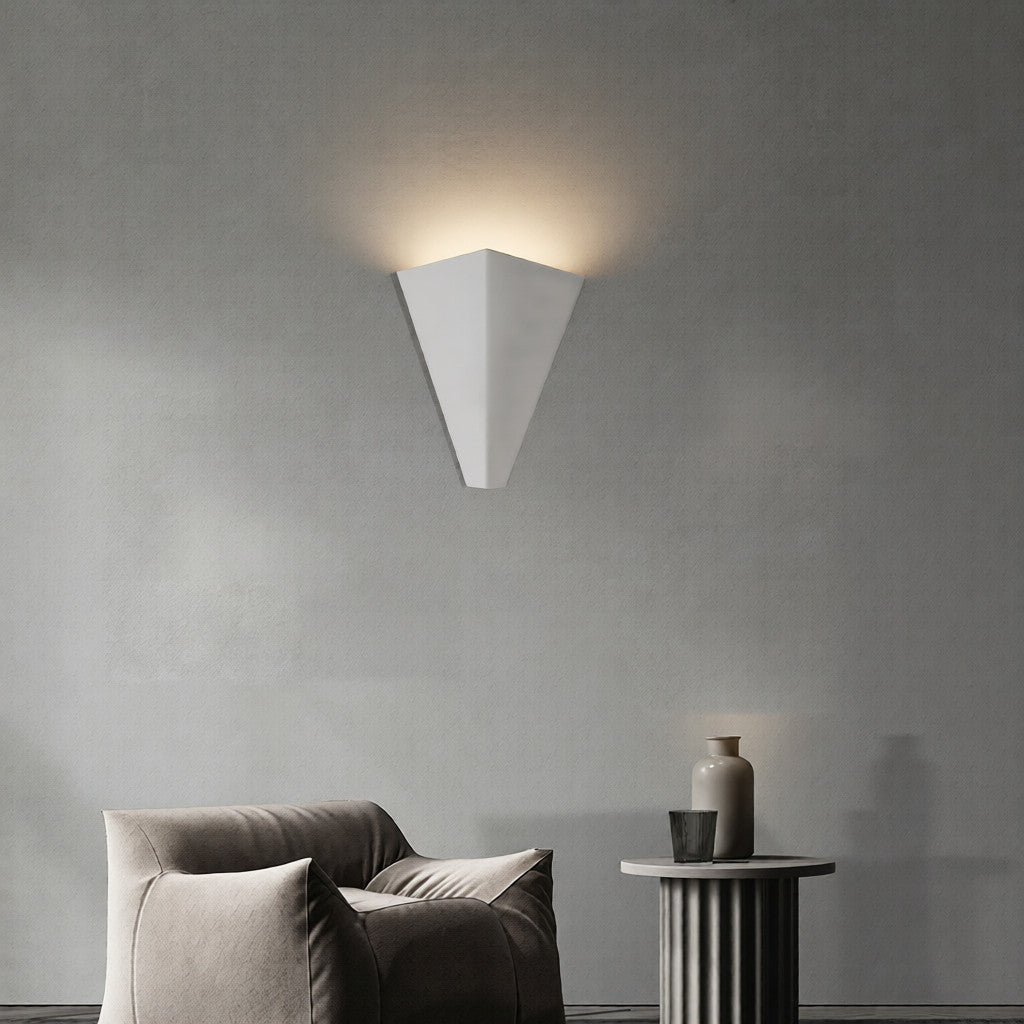 Eden White Modern Geometric Plaster Wall Light