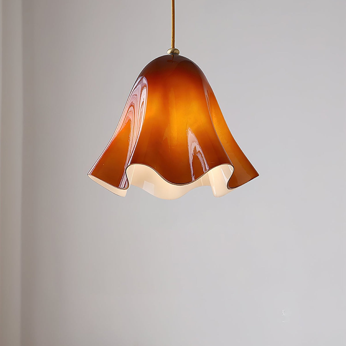 Amber glass skirt pendant light