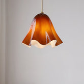 Amber glass skirt pendant light