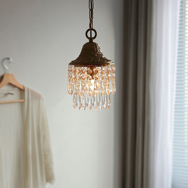 Teardrop Crystal Iron Pendant Light