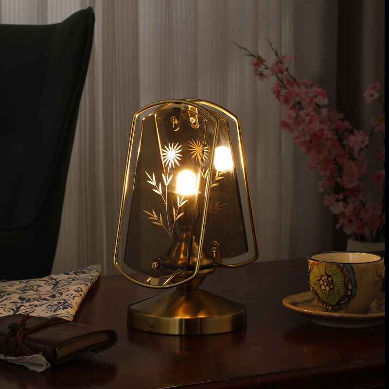 Traditional Vintage Rectangular Oval Disc Table Lamp