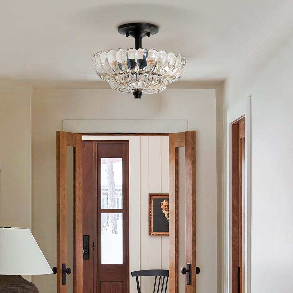 Aura Vintage Amber Petal Glass Ceiling Light