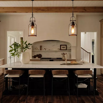 Industrial Vintage Iron Glass Jar Pendant Light