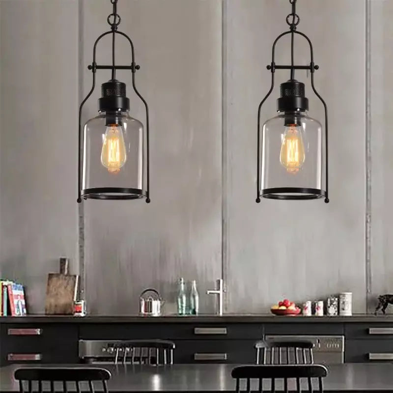 Industrial Vintage Iron Glass Jar Pendant Light