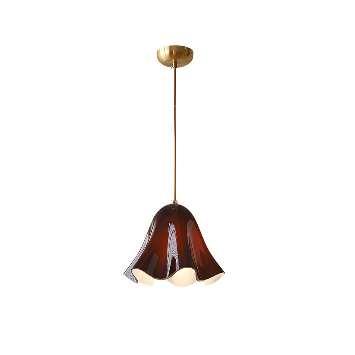 Burgundy glass skirt pendant light