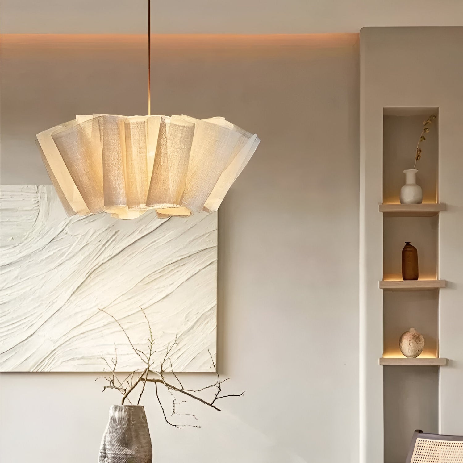 Nordic Creamy Fabric Shade Ainara Pendant Light
