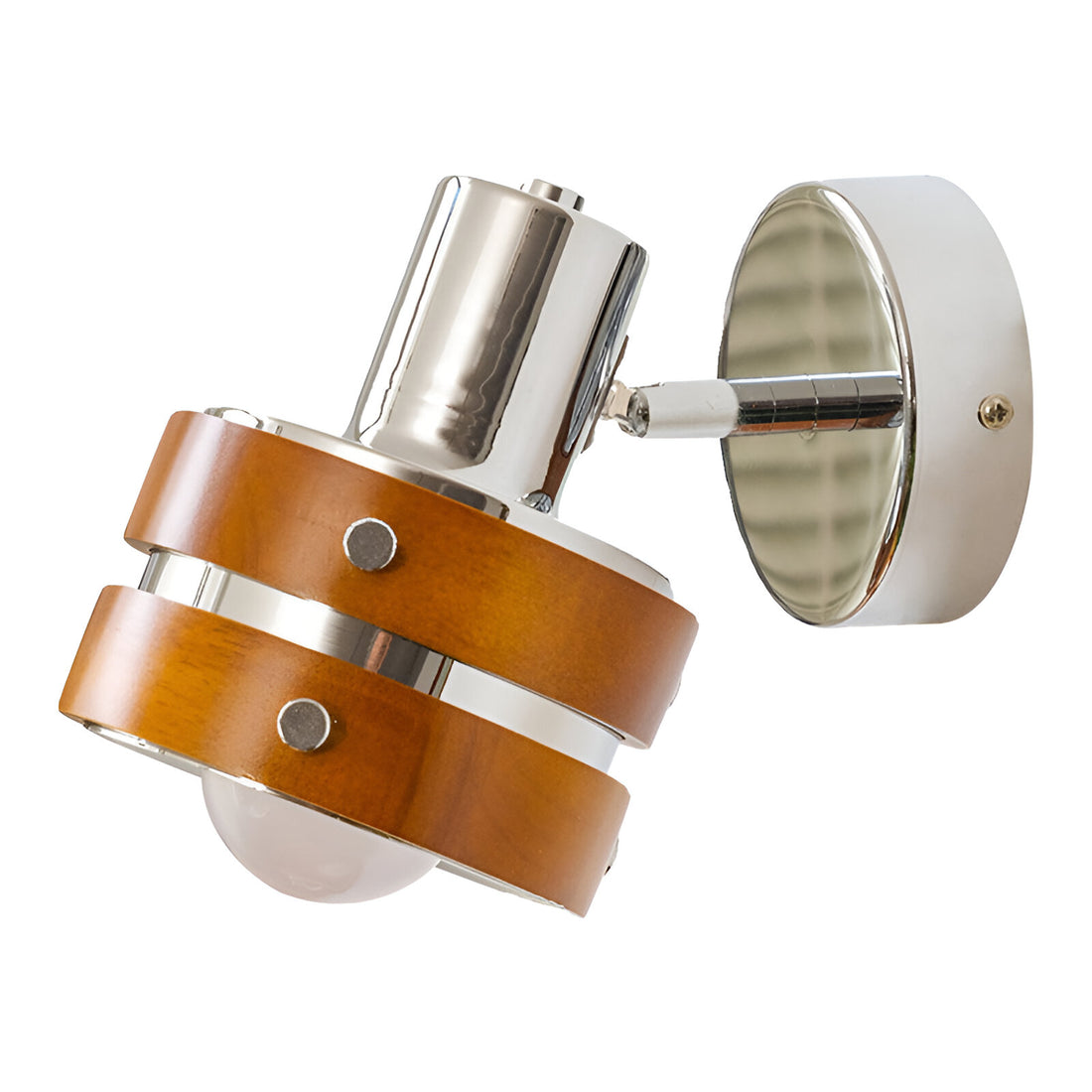 Traditional Vintage Cylinder Disc Base Wood Wall Light