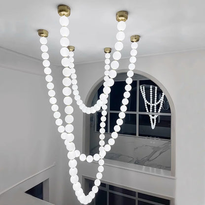 Pearl Necklace Japandi Acrylic Brass Chandelier