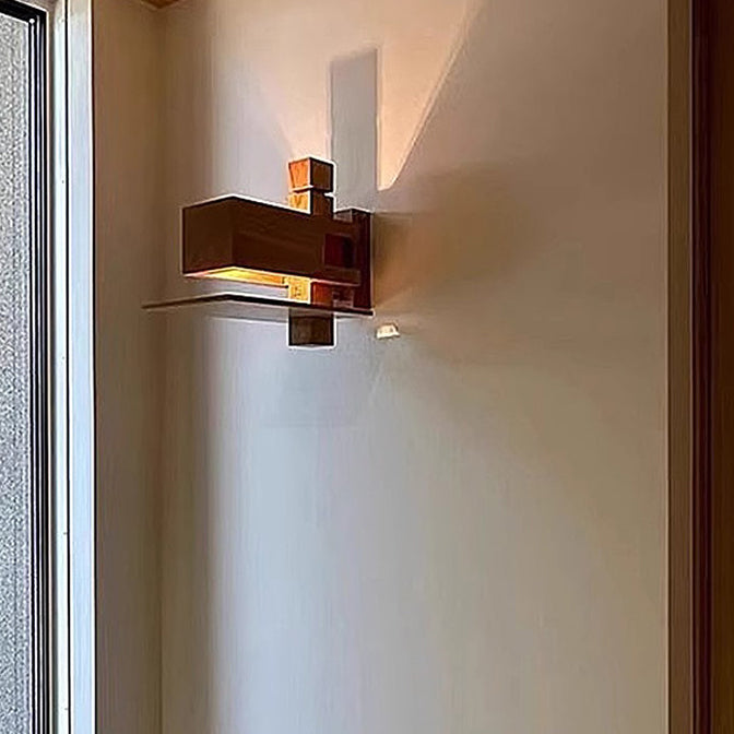 Creative Brick Red Wooden Wall Sconce Lamp