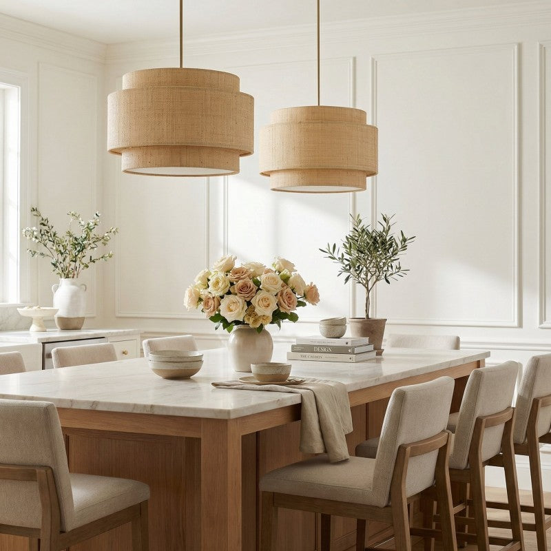 Lyra Tiered Bohemian Rattan Pendant Light