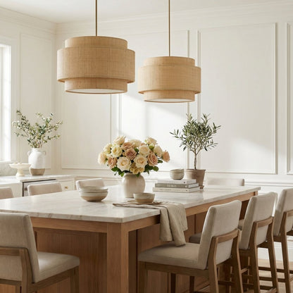 Lyra Tiered Bohemian Rattan Pendant Light