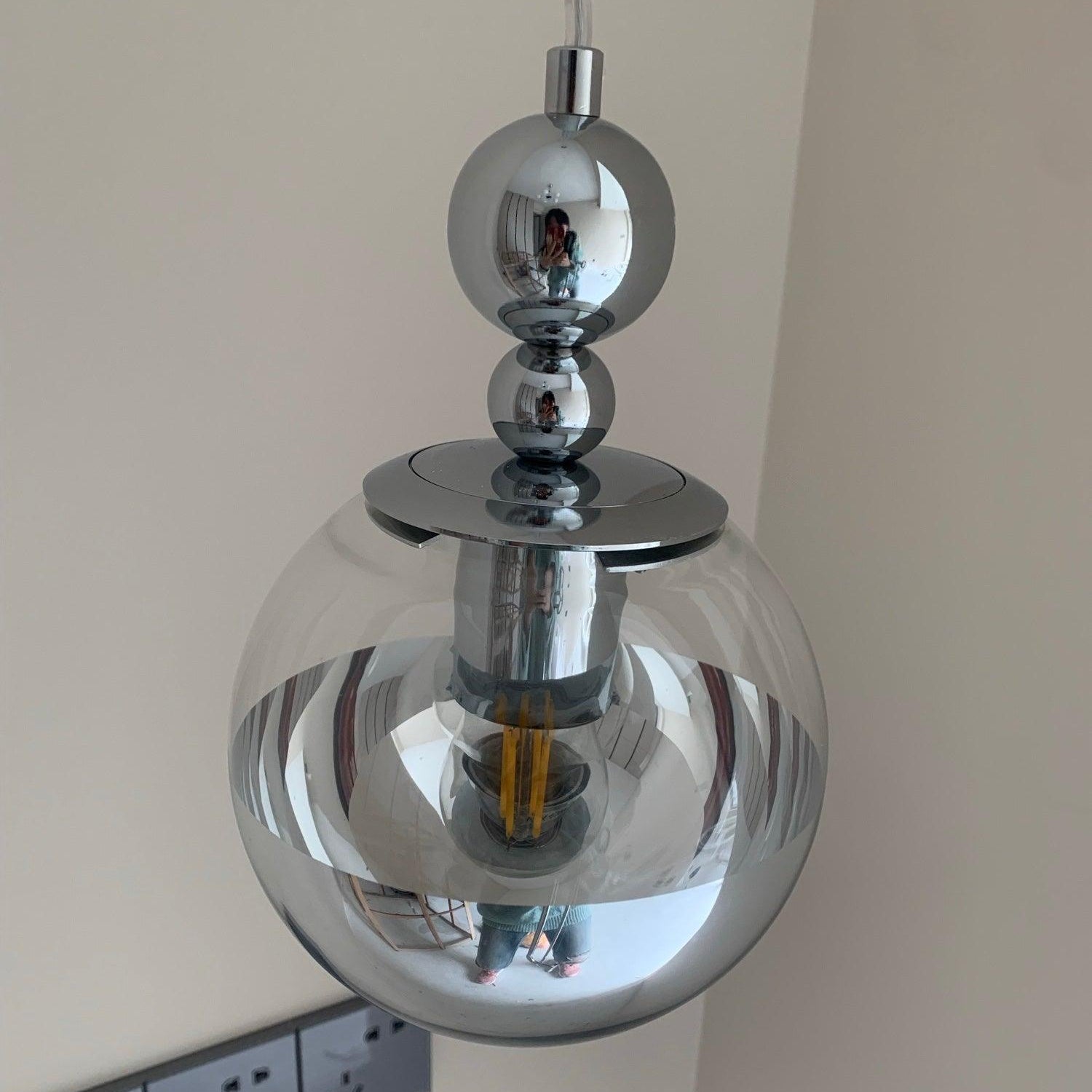 Orbique Bauhaus Chrome Mirrorball Glass Pendant Light