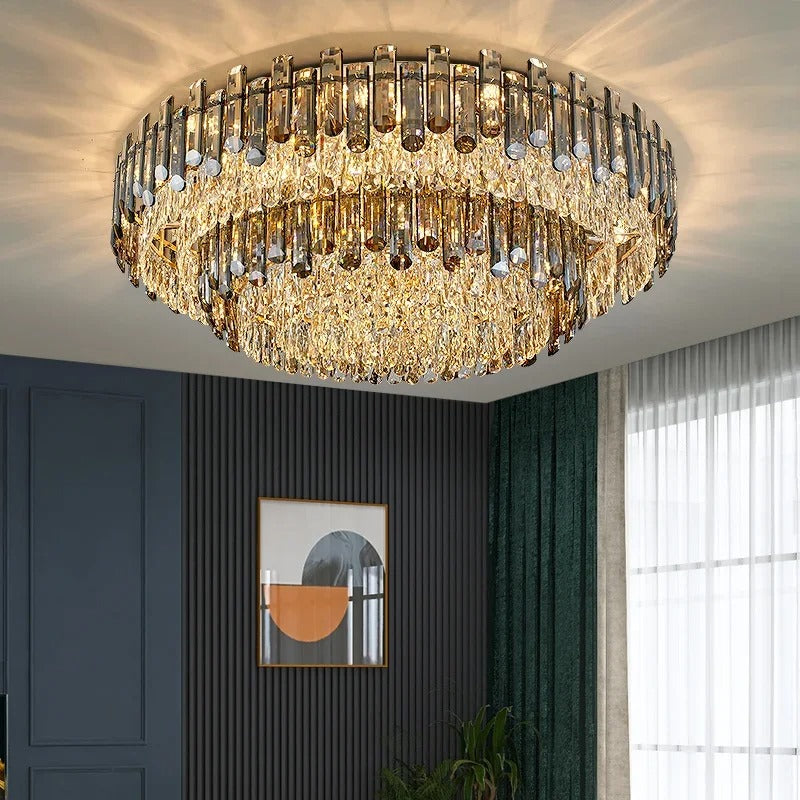 Chandelier en cristal de luxe doré