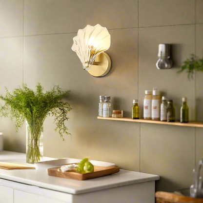 Art Brass Glass Seashell Wall Light