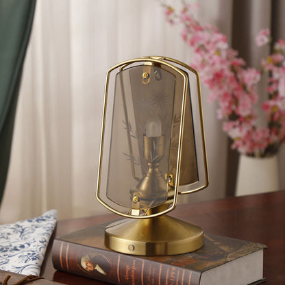 Traditional Vintage Rectangular Oval Disc Table Lamp