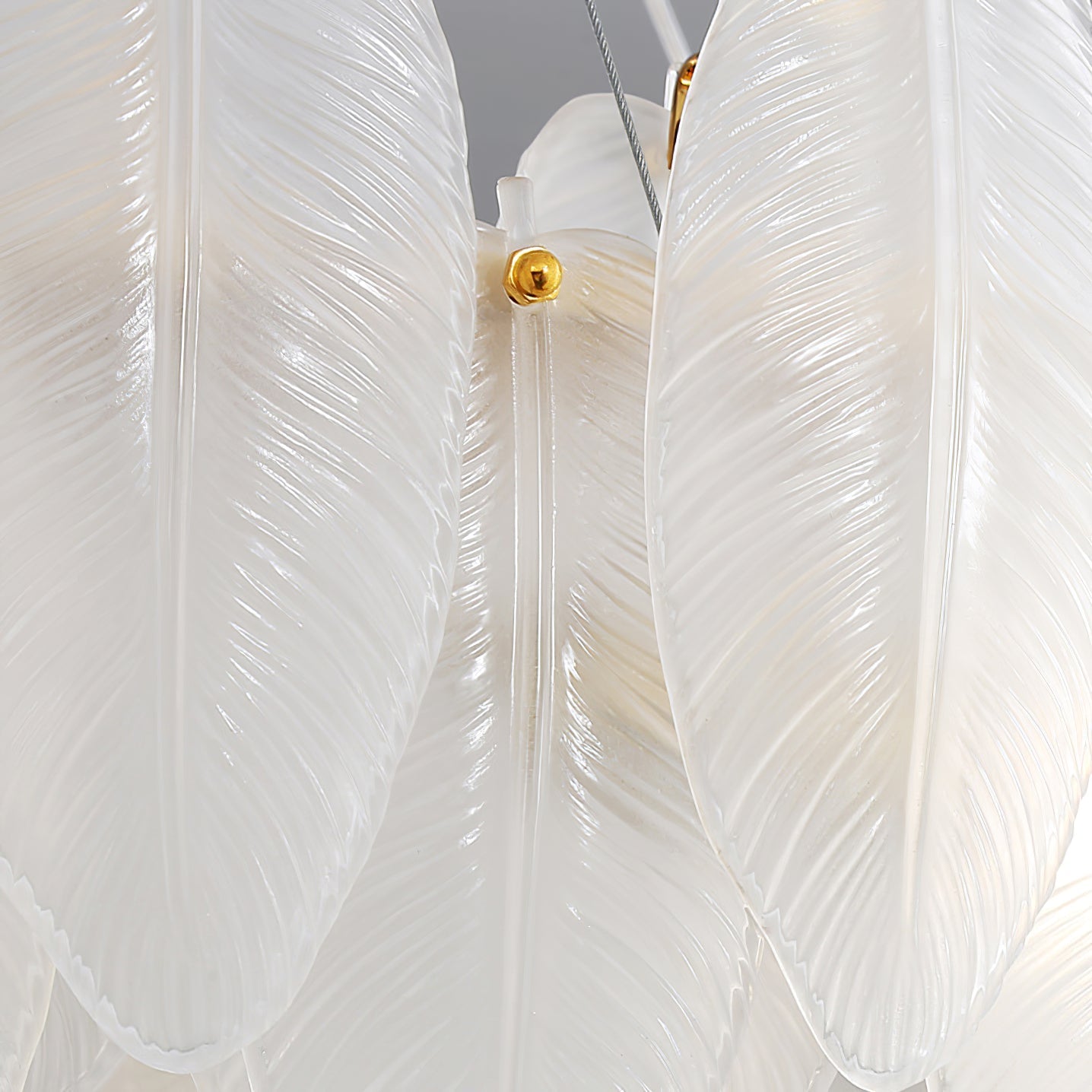 Luxury Gold Glass Feather Chandelier