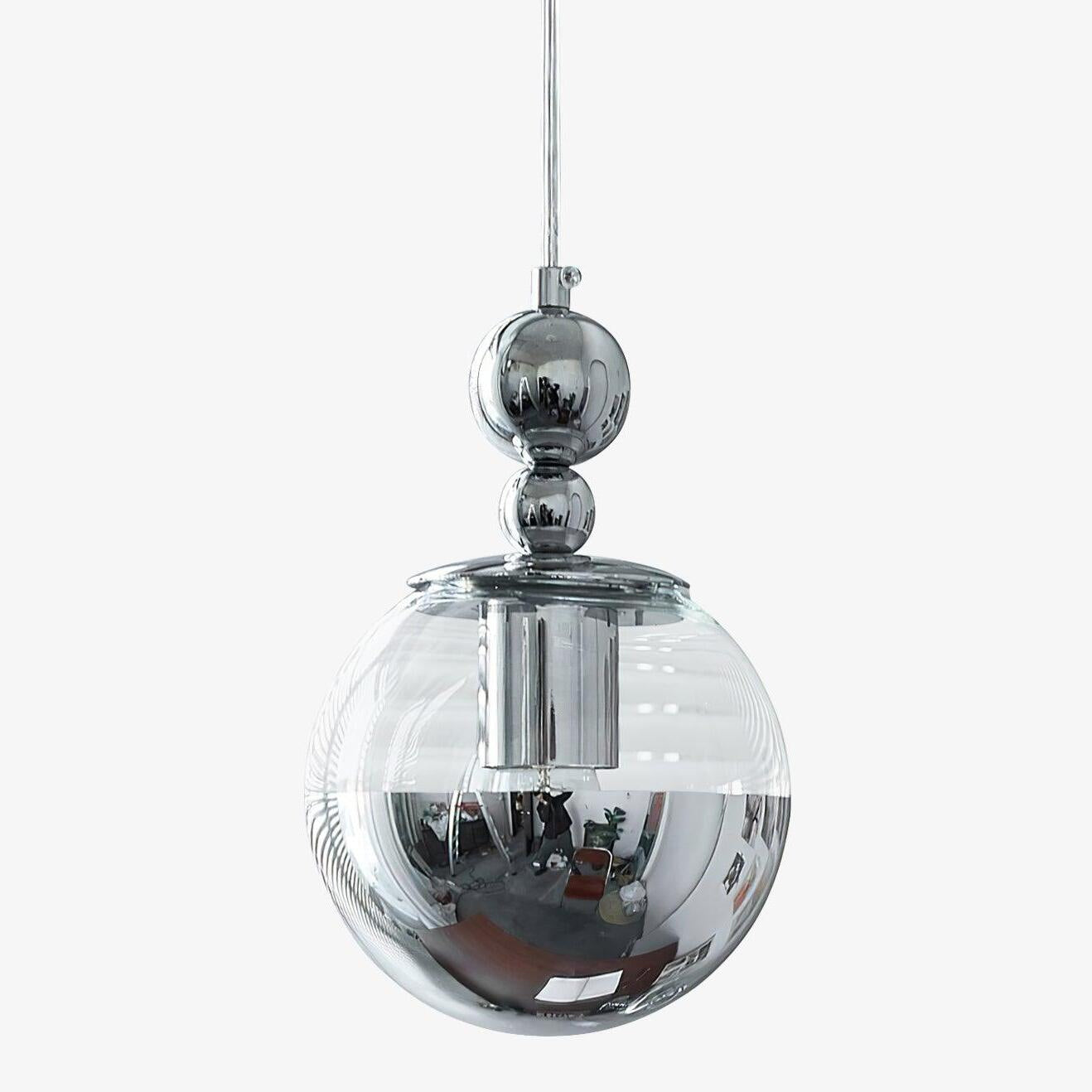 Orbique Bauhaus Chrome Mirrorball Glass Pendant Light