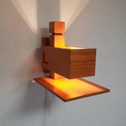 Creative Brick Red Wooden Wall Sconce Lamp