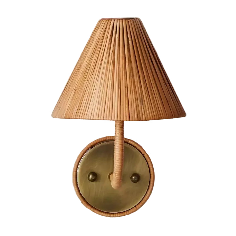 Kaiya Woven Rattan Cone Boho Wall Light