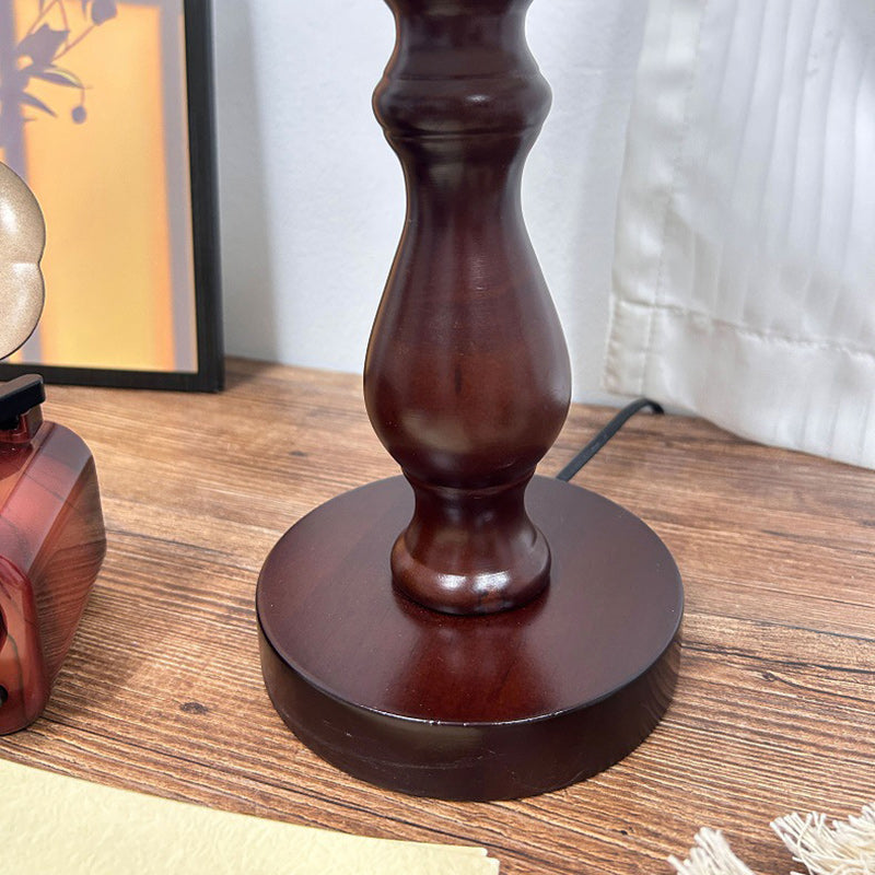 Lámpara de mesa de madera y vidrio Oriental Dome