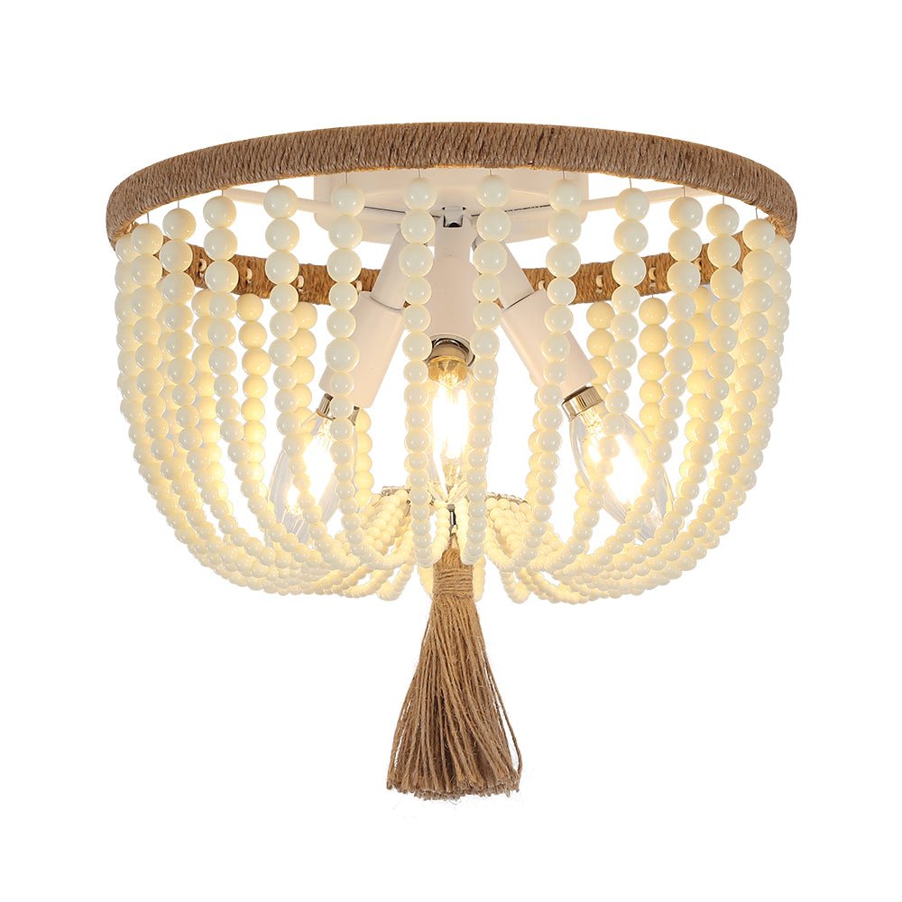 Isla Beaded Bowl Bohemian Wood Ceiling Light