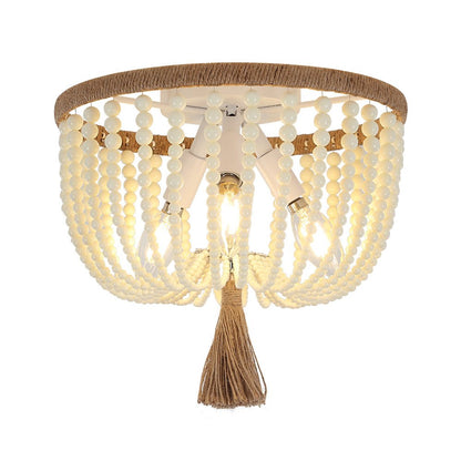 Isla Beaded Bowl Bohemian Wood Ceiling Light