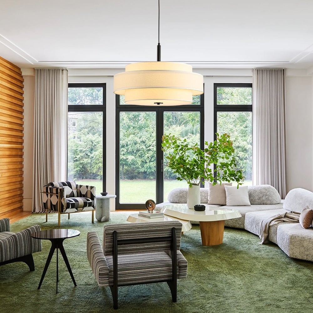 Rowan Tapered Drum Linen Modern Pendant Light