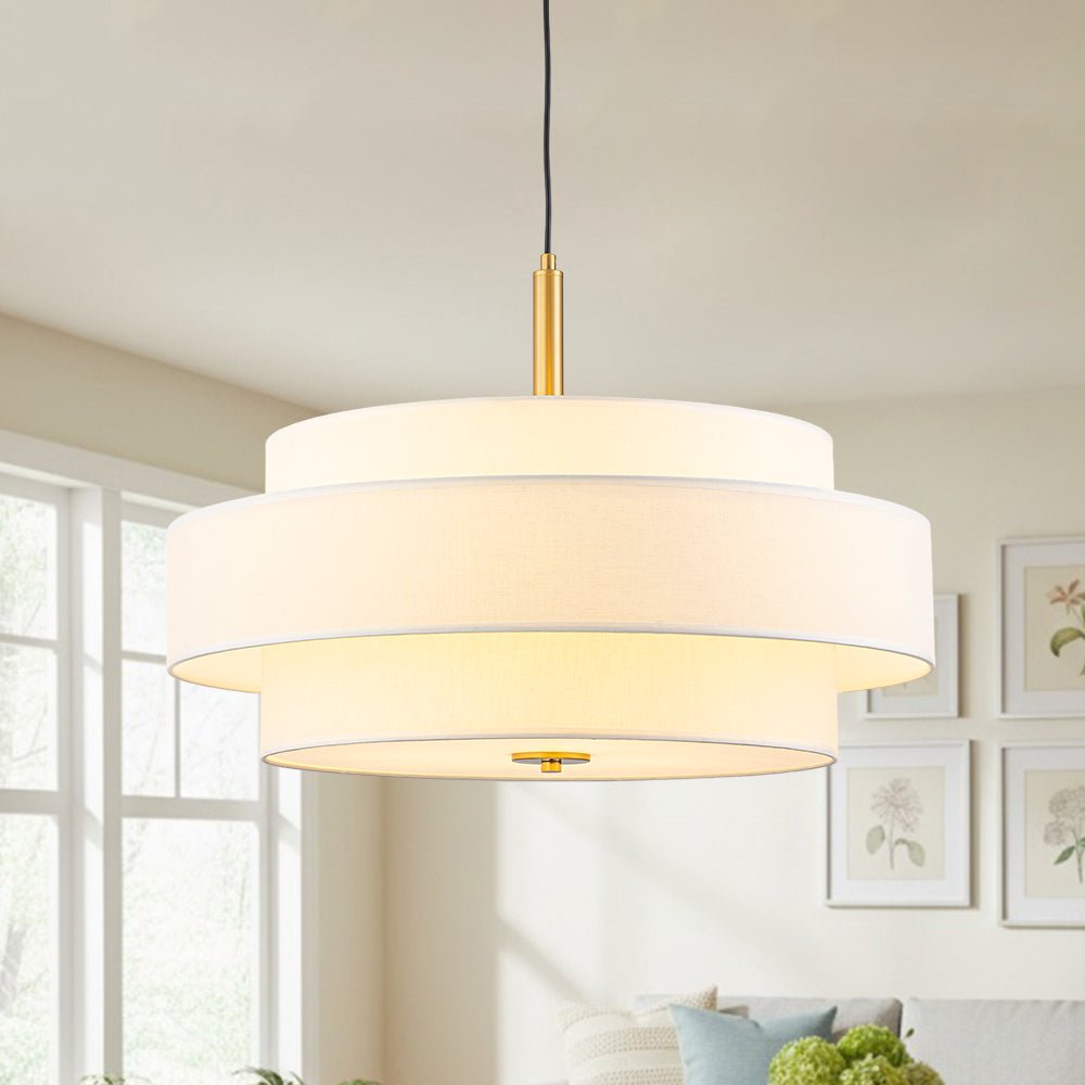 Rowan Tapered Drum Linen Modern Pendant Light