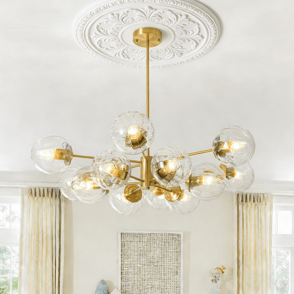Alora Striped Bubble Glass Modern Chandelier