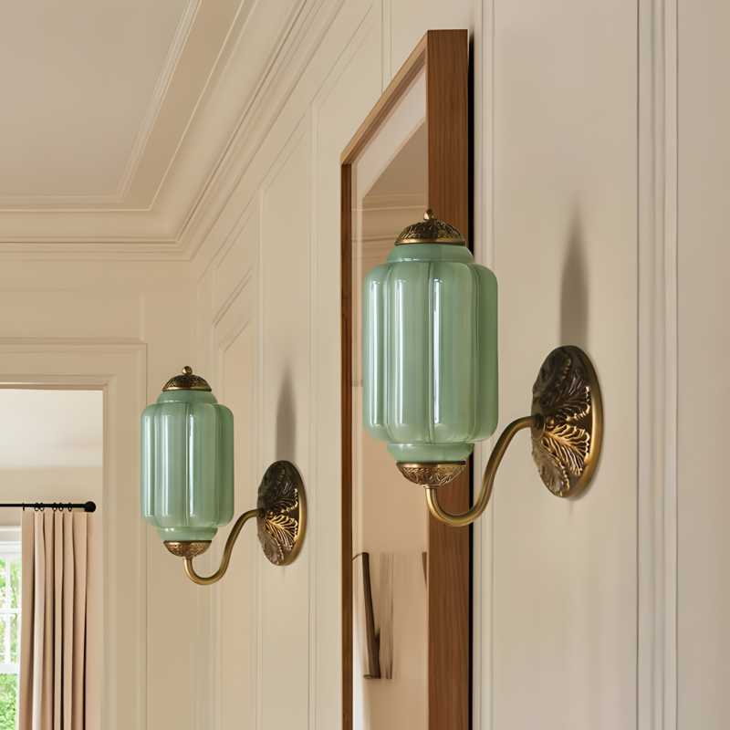 Eloira Vintage Glass Brass Wall Light