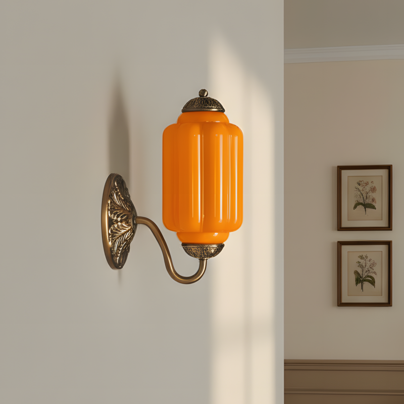 Eloira Vintage Glass Brass Wall Light