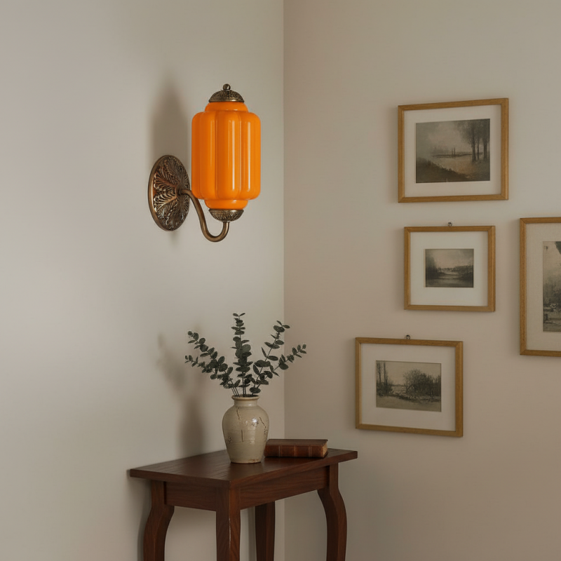 Eloira Vintage Glass Brass Wall Light