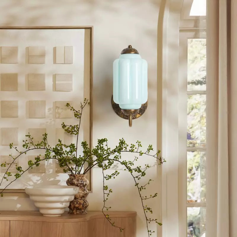 Eloira Vintage Glass Brass Wall Light