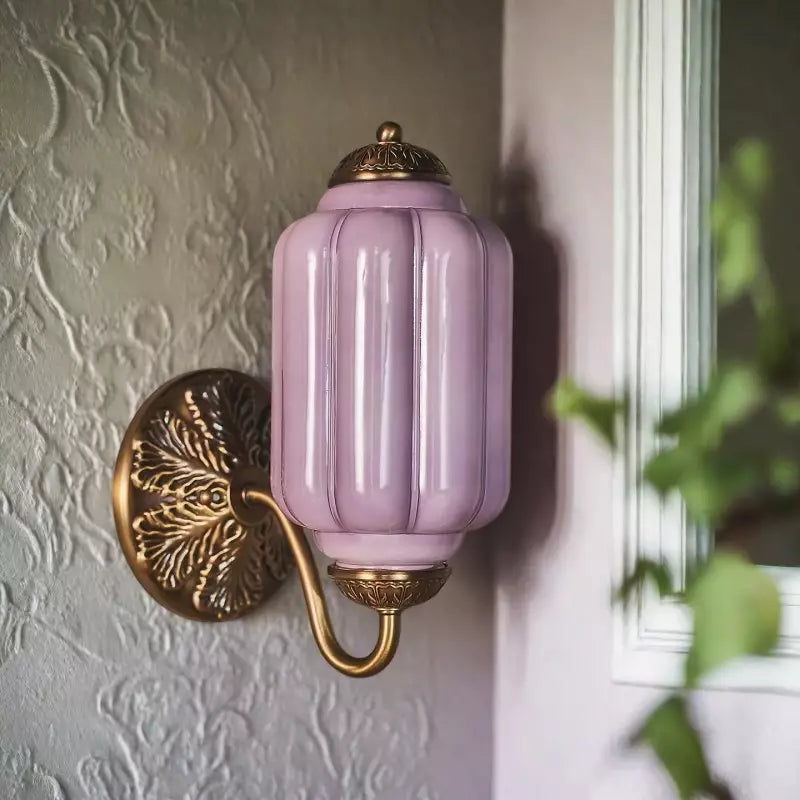 Eloira Vintage Glass Brass Wall Light