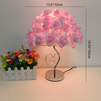 Lampe de table en tissu en fer à fleurs créatives