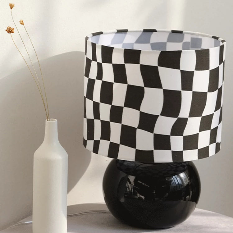 Classic Checkerboard Glass Table Lamp